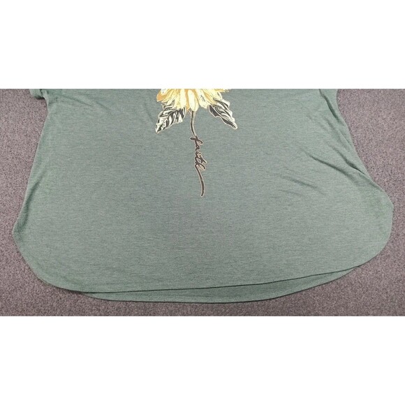 Truself women's 2X green sunflower graphic short sleeve casual T-Shirt - Picture 7 of 10
